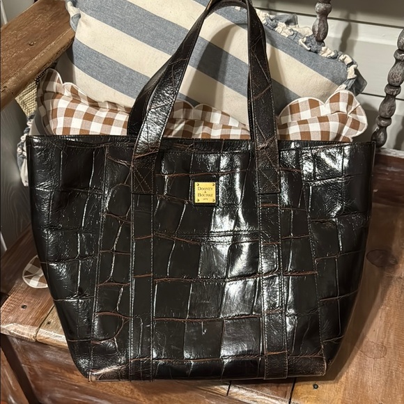 Dooney & Bourke Dark Brown Croc Embossed Tote - Picture 1 of 6